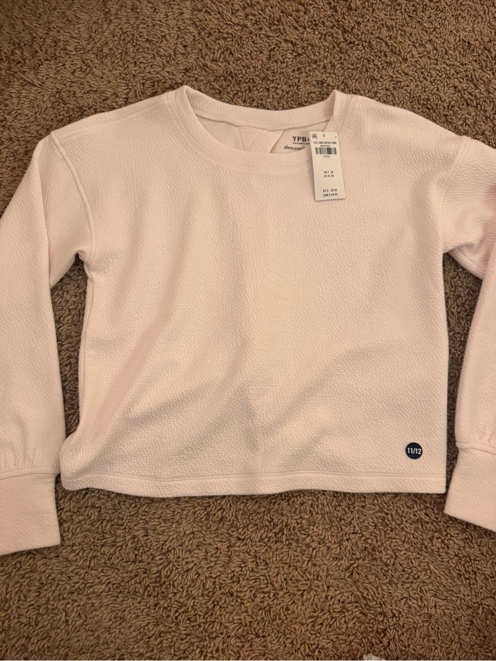 Abercrombie & Fitch Girls' Pale Pink Crewneck Sweatshirt